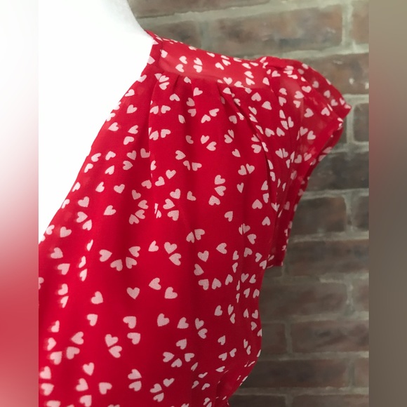 Urban Outfitters red flirty dress with white polka dot hearts XS - Picture 1 of 5